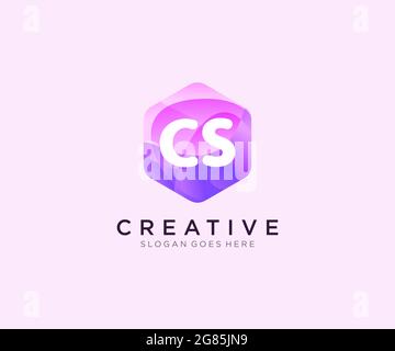 CS initial logo With Colorful Hexagon Modern Business Alphabet Logo template Stock Vector