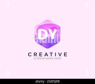 DY initial logo With Colorful Hexagon Modern Business Alphabet Logo template Stock Vector