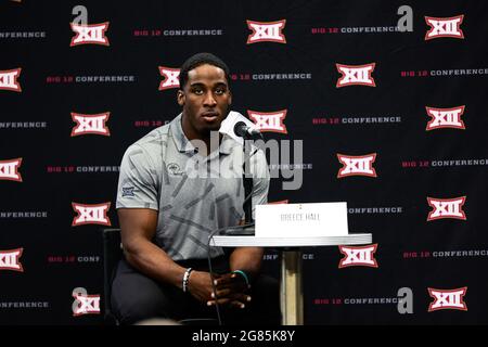 Iowa State running back Breece Hall (17) participates in a drill at the ...