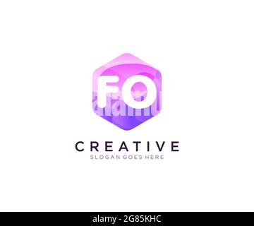 FO initial logo With Colorful Hexagon Modern Business Alphabet Logo template Stock Vector