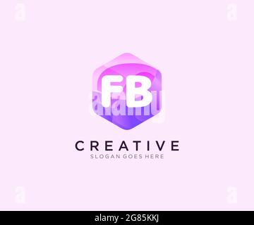 Initial FB logo template with modern frame. Minimalist FB letter logo ...