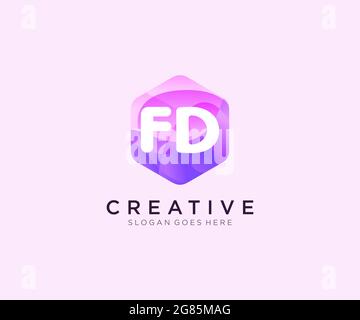 FD initial logo With Colorful Hexagon Modern Business Alphabet Logo template Stock Vector
