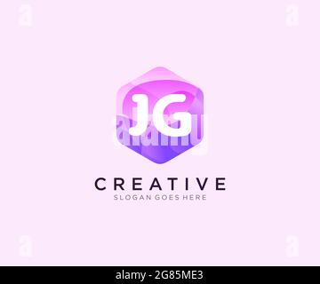 JG initial logo With Colorful Hexagon Modern Business Alphabet Logo template Stock Vector