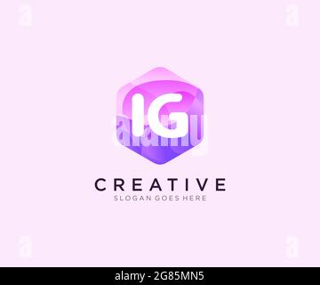 IG initial logo With Colorful Hexagon Modern Business Alphabet Logo template Stock Vector
