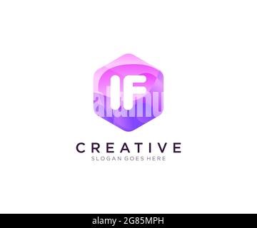 IF initial logo With Colorful Hexagon Modern Business Alphabet Logo template Stock Vector