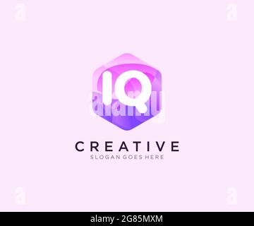 IQ initial logo With Colorful Hexagon Modern Business Alphabet Logo template Stock Vector