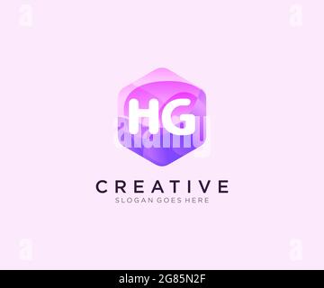 HG initial logo With Colorful Hexagon Modern Business Alphabet Logo template Stock Vector