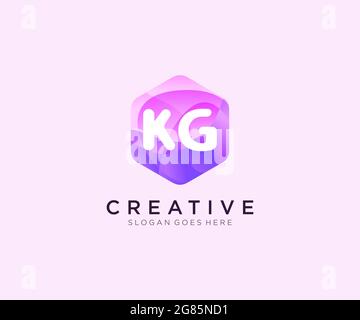 KG initial logo With Colorful Hexagon Modern Business Alphabet Logo template Stock Vector