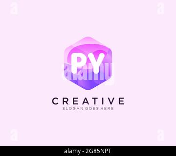 PY initial logo With Colorful Hexagon Modern Business Alphabet Logo template Stock Vector