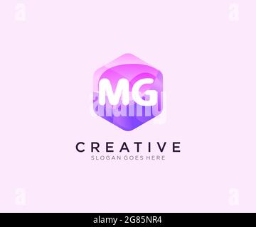 MG initial logo With Colorful Hexagon Modern Business Alphabet Logo template Stock Vector