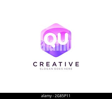QU initial logo With Colorful Hexagon Modern Business Alphabet Logo template Stock Vector