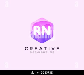RN initial logo With Colorful Hexagon Modern Business Alphabet Logo template Stock Vector