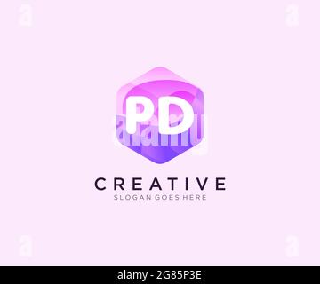 PD initial logo With Colorful Hexagon Modern Business Alphabet Logo template Stock Vector
