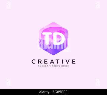 TD initial logo With Colorful Hexagon Modern Business Alphabet Logo template Stock Vector