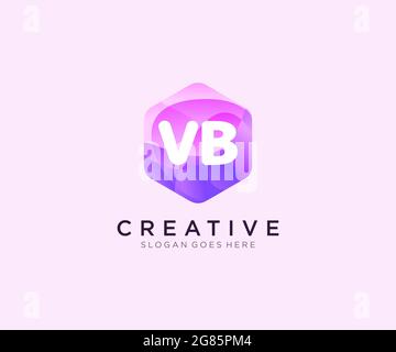 VB initial logo With Colorful Hexagon Modern Business Alphabet Logo template Stock Vector