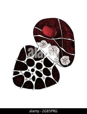 Drawn doodle microbe, art, microscopic unreal organism or virus, isolated on white background. Vector illustration Stock Vector