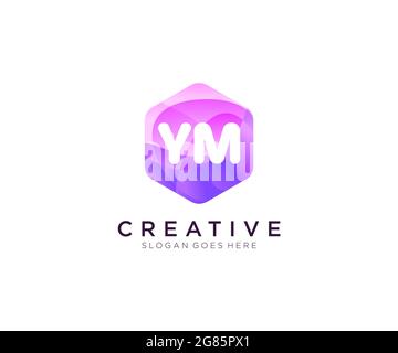 YM initial logo With Colorful Hexagon Modern Business Alphabet Logo template Stock Vector