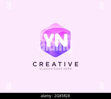 YN initial logo With Colorful Hexagon Modern Business Alphabet Logo template Stock Vector