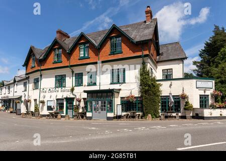 The Crown Hotel a 17th Century Coaching Inn in Exford, Exmoor National Park, Somerset, England, UK Stock Photo