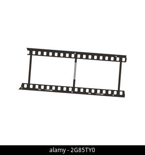 Two frames of dia positive 35mm film snip, simple black icon on white Stock Vector
