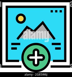 adding image social media ugc color icon vector illustration Stock Vector