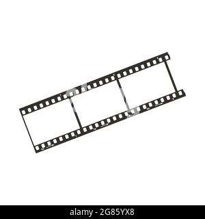 Three frames of dia positive 35mm film snip, simple black icon on white Stock Vector