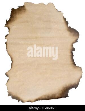 Burnt paper isolated on white background Stock Photo