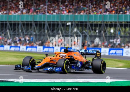 Silverstone, UK. 16th July, 2021. Silverstone Circuit, 16 July 2021 Lando Norris (GBR), McLaren MCL35ML during the FORMULA 1 PIRELLI BRITISH GRAND PRIX at Silverstone, United Kingdom Credit: Phil Duncan Every Second Media/Alamy Live News Stock Photo