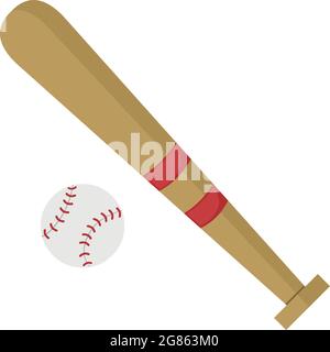 Vector illustration of baseball bat and ball emoticon Stock Vector