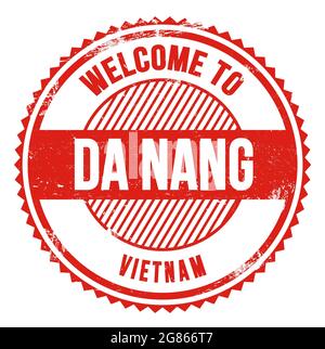 WELCOME TO DA NANG - VIETNAM, words written on red zig zag stamp Stock Photo