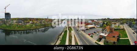 An aerial panorama of the city of Cambridge, Ontario, Canada Stock Photo