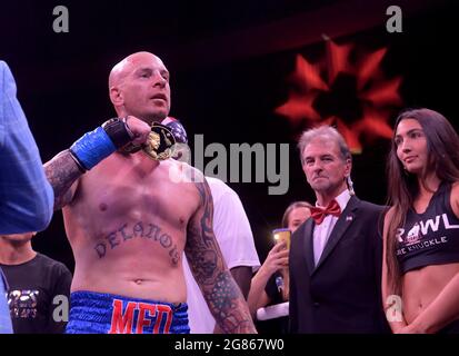 Hollywood, FL, USA. 16th July, 2021. Matt Delanoit pictured as Matt Delanoit defeats Rene Rodriguez in the main bout in the Bareknuckle Backyard Brawls at the Seminole Hard Rock & Casino on July 16, 2021 in Hollywood, Florida. Credit: Hoo Me.Com/Media Punch/Alamy Live News