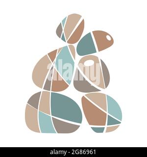 Stones contour spa salon relax meditation yoga balance zen state. Vector illustration Stock Vector