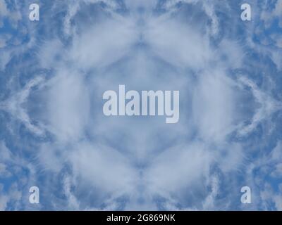 Kaleidoscopic abstract clouds in the blue sky background Stock Photo