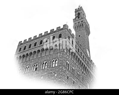 Famous Palazzo Vecchio in Florence - the Vecchio Palace in the historic city center Stock Photo