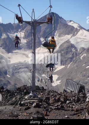MINERALNYE VODY, RUSSIA - Aug 14, 2010: A beautiful view of Mir ski lift station on mount Elbrus, Russia Stock Photo