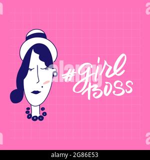 Girl boss. Handwritten stock lettering typography. Vector Stock Vector