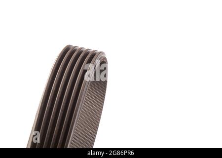 Belt drive, A mechanism in which power is transmitted by a continuous flexible belt. V-ribbed belt. Stock Photo