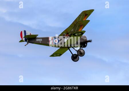 Sopwith Triplane ‘N6290 DIXIE II' airborne at Shuttleworth Military airshow on the 4th July 2021 Stock Photo