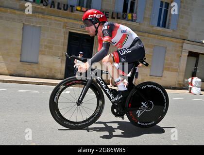 LIBOURNE to SAINT-EMILION , France, 17 July 2021, UAE rider Marc HIRSCH during the stage 20 time trialI ,Credit:Pete Goding/Goding Images/Alamy Live News Stock Photo