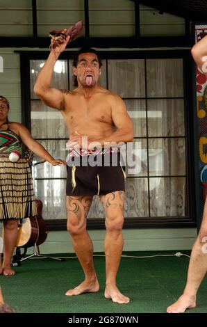 Whakarewarewa Maori Warriors dancers North Island, New Zealand Stock Photo