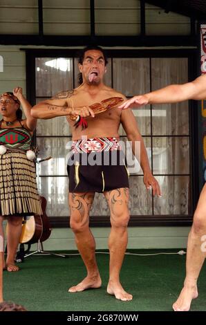 Whakarewarewa Maori Warriors dancers North Island, New Zealand Stock Photo