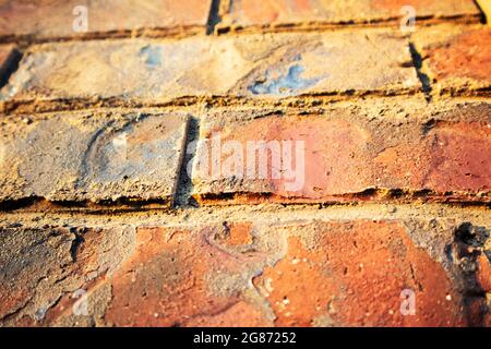 Bright orange brick wall Stock Photo