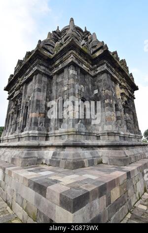 One of the many smaller temples of the Hindu Candi Prambanan in Java Stock Photo