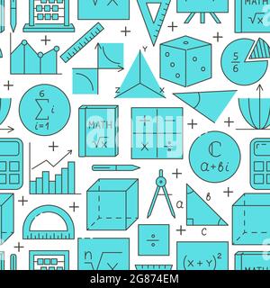 Learning maths seamless pattern in line style. Vector illustration. Stock Vector