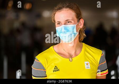 Belgian Elise Mertens pictured at the departure of athletes of Team Belgium to the Tokyo 2020 Olympic Games, Saturday 17 July 2021, at the Brussels Ai Stock Photo