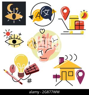Set of vector icons in bold line style Stock Vector