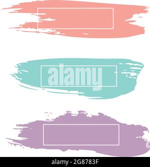 Three colored paint strokes with frame and place for text - Vector illustration Stock Vector