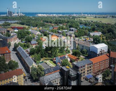 Aerial view of Freetown Christiania - Copenhagen, Denmark Stock Photo