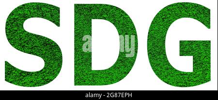 Illustration on SDG (Sustainable Development Goals) theme.  green letters on a white background Stock Photo